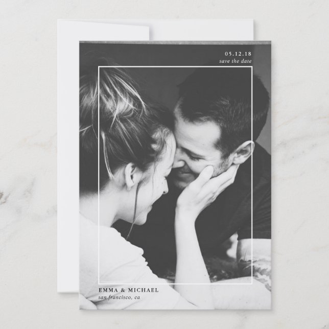 Black & White Photo Minimalist Save The Date (Front)