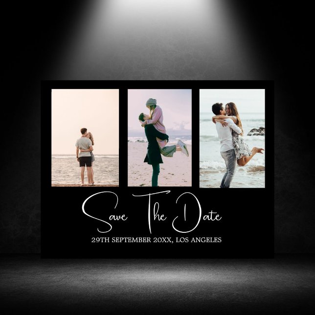 Black White Photo Modern Wedding Save The Date  Holiday Postcard (Creator Uploaded)