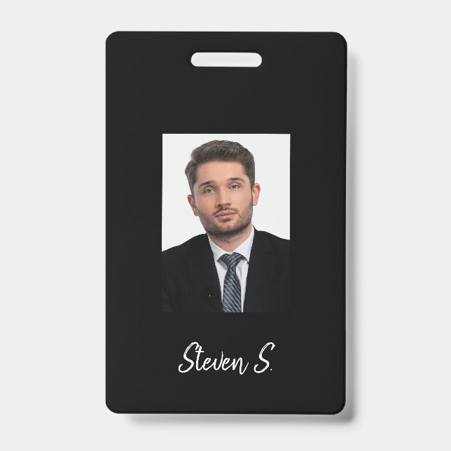 Black white photo name badge (Front)