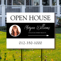 Black White Photo Open House Real Estate  Sign