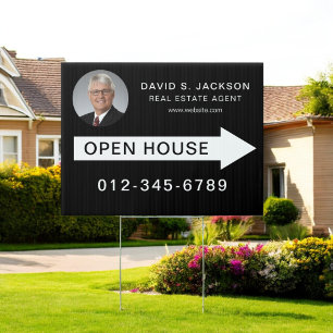 Black White Photo Open House Real Estate Sign