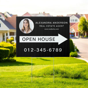 Black White Photo Open House Real Estate Sign