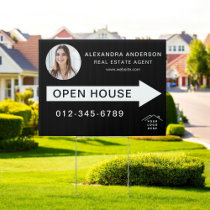 Black White Photo Open House Real Estate Sign