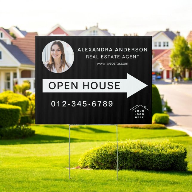 Black White Photo Open House Real Estate Sign (Creator Uploaded)