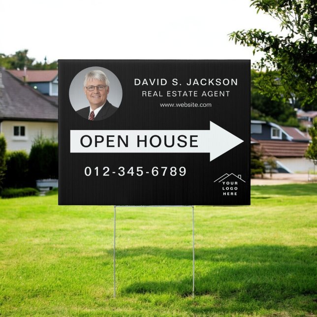 Black White Photo Open House Real Estate Sign (Creator Uploaded)