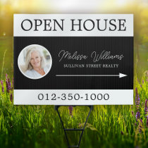 Black White Photo Open House Real Estate  Sign