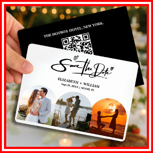 Black & White Photo QR Code Elegant Save The Date