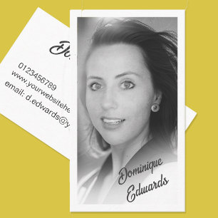 Black White Photo QR Code Elegant Typography Business Card