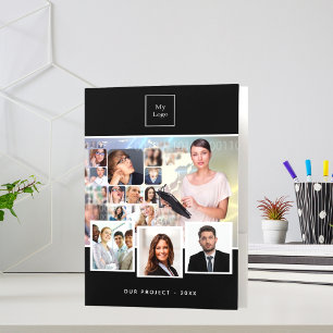 Black white photo QR code logo business  Pocket Folder