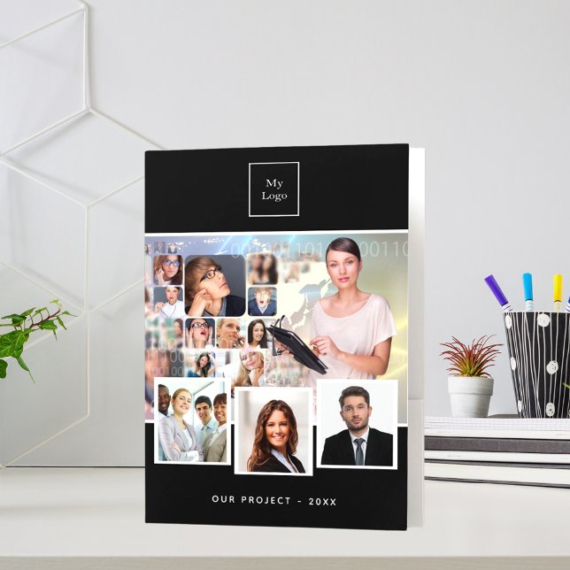 Black white photo QR code logo business  Pocket Folder (Creator Uploaded)