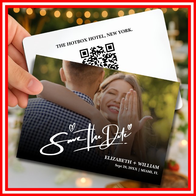 Black & White Photo QR Code | Modern Save the Date (Creator Uploaded)