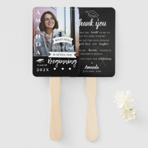 Black White Photo Quote Class of 2026 Graduation Hand Fan