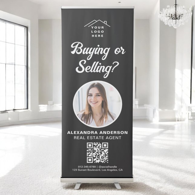 Black White Photo Realtor Real Estate Retractable Banner (Creator Uploaded)