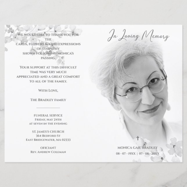 Black & White Photo Remembrance Service Dear Ones (Front)