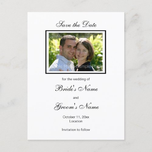 Black White Photo Save the Date Postcards