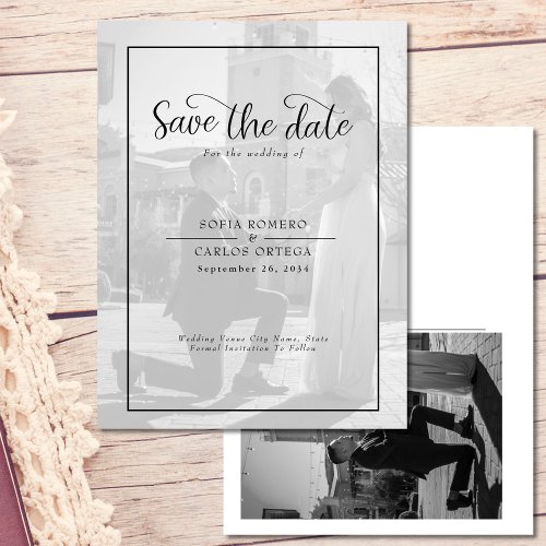 Black White Photo Save The Date Wedding Invitation Postcard