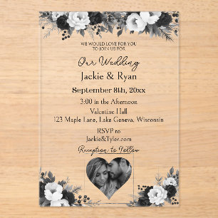 Black & White Photo Template Botanical Translucent