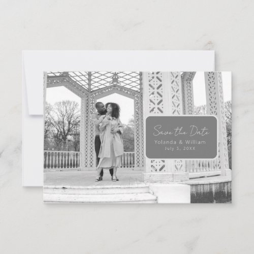 Black  White Photo Template QR Code Save the Date