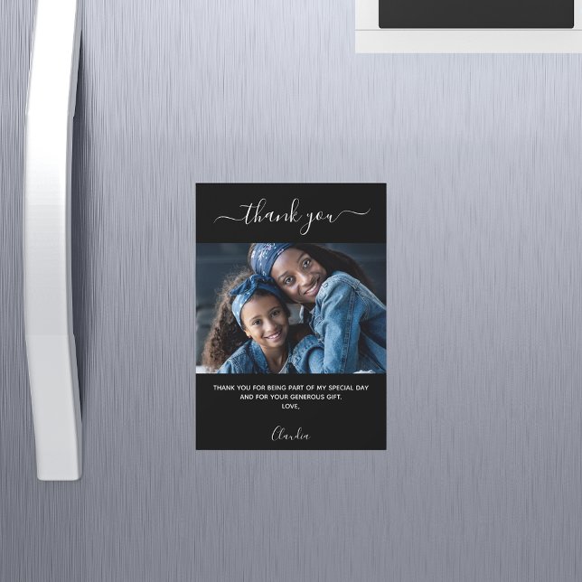 Black white photo thank you magnet (Creator Uploaded)