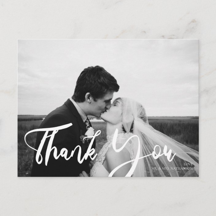 Black & White Photo Typography Thank You Postcard | Zazzle.com