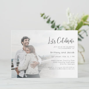 Black White Photo Wedding Engagement Party Invitation
