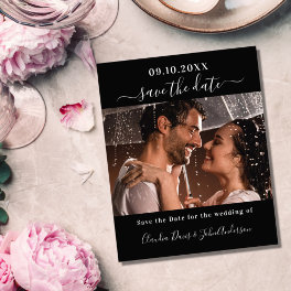 Black white photo wedding save the date card