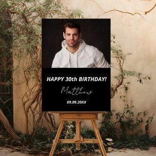 Black white photo welcome 30th birthday foam board