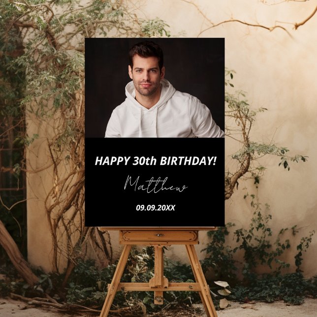Black white photo welcome 30th birthday foam board (Creator Uploaded)