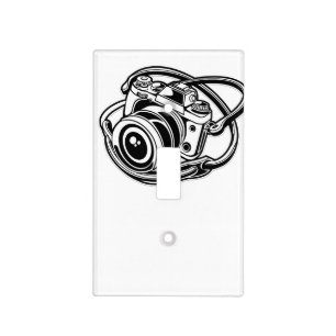 Black White Photography Camera Logo Graphic Light Switch Cover