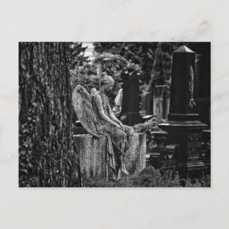 Black white photography melancholic angel postcard