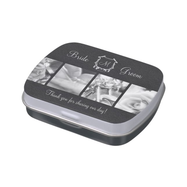 Black & White Photos Biker Wedding Favor Candy Tin (Side)