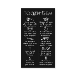 Black White Physical Printed Tooth Gem Aftercare Business Card
