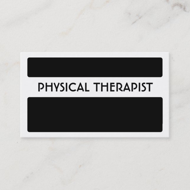 Black white Physical Therapist business cards (Front)