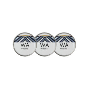 Black white piano keys add name initial letter mon golf ball marker