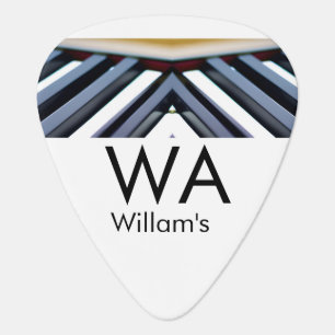 Black white piano keys add name initial letter mon guitar pick