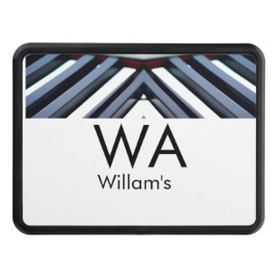 Black white piano keys add name initial letter mon hitch cover