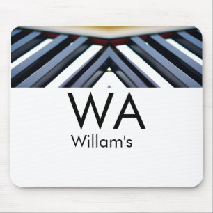 Black white piano keys add name initial letter mon mouse pad