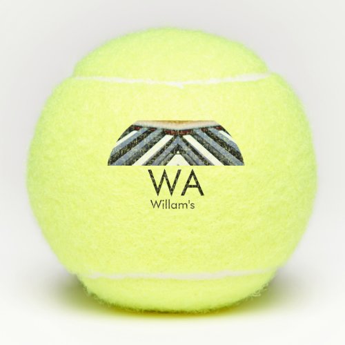 Black white piano keys add name initial letter mon tennis balls