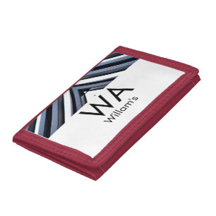 Black white piano keys add name initial letter mon tri-fold wallet