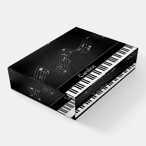 Black White Piano Keys and Musical Notes Paperweight
