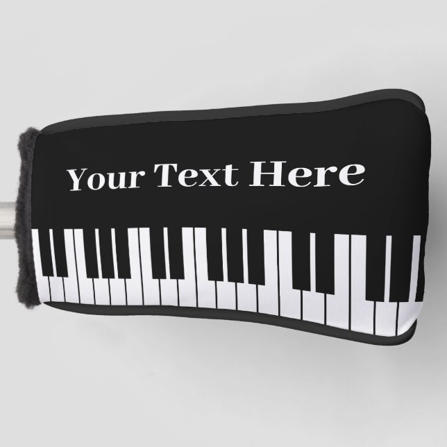 Black & white piano keys custom putter golf head cover (Front)