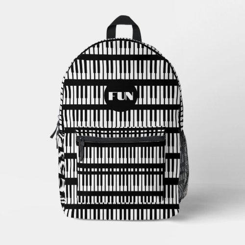 Black White Piano Keys Epic Music Design Printed Backpack