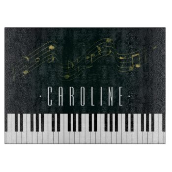 Black White Piano Keys Music Notes Cutting Board by wierka at Zazzle