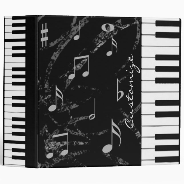 Black & White Piano Music Binder (Front/Spine)
