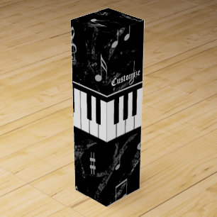 Black & White Piano Music Wine Box