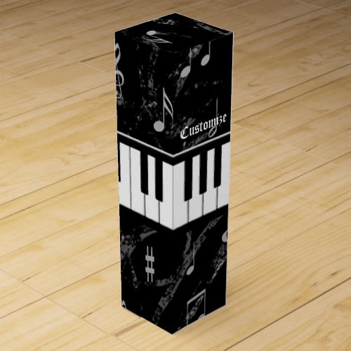 Black  White Piano Music Wine Box