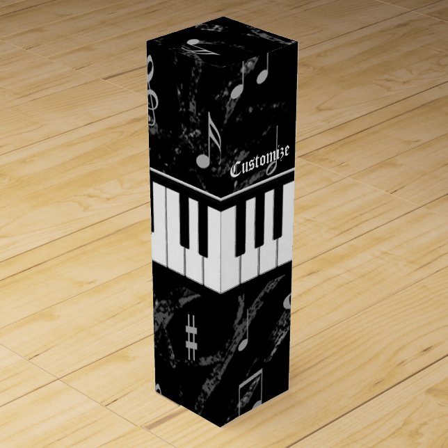 Black & White Piano Music Wine Box (Front)