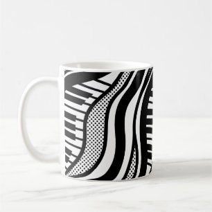 Black White Piano Polka Waves Musical Coffee Mug