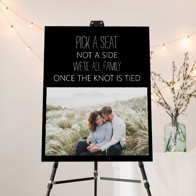 Black White Pick Seat Not Side Wedding Photo Foam Board (In Situ (Stand))