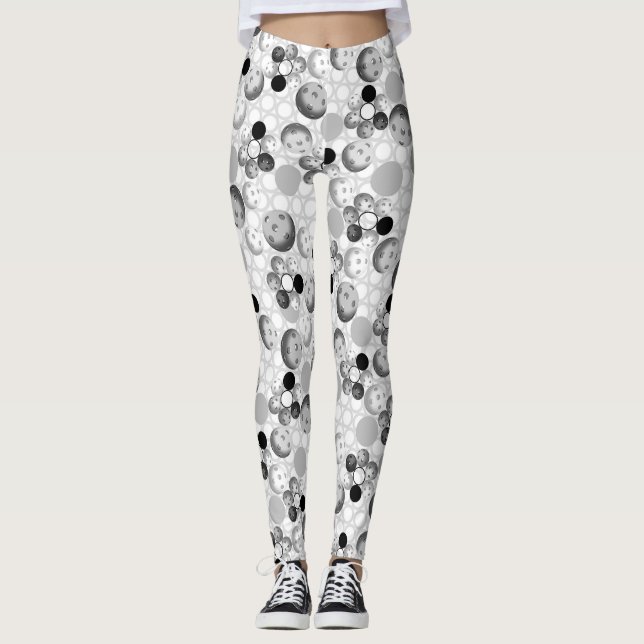 Black & White Pickleball Leggings (Front)